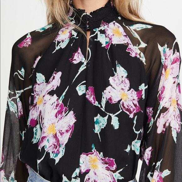 A.L.C .Black & Purple mockneck Venetia Top SZ 6 - Picture 3 of 11